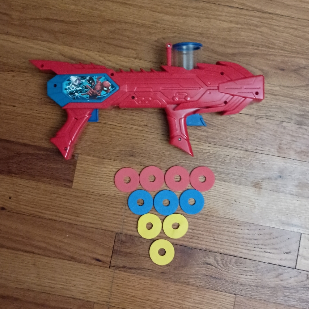 3/$10 🌟 Kids Boys Spider-Man Spidey Red Ring Dart Blaster Toy Gun